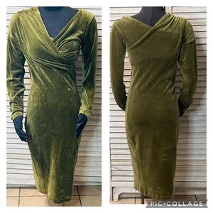 Vintage 80s 90s Made in Italy Velvet Bodycon Sexy MIDI Dress Y2K